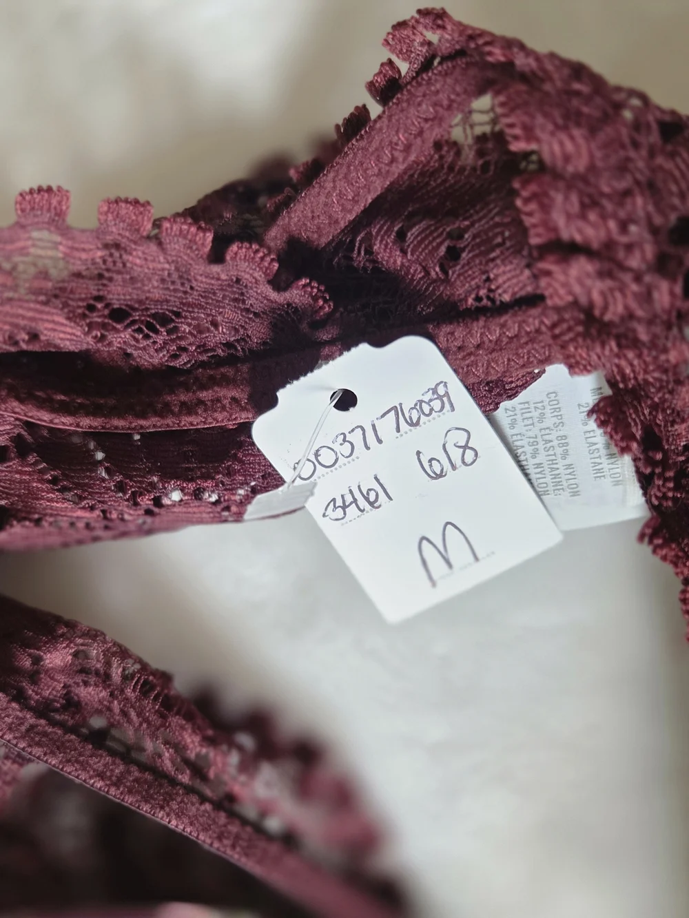 Lace Bralette - Burgundy Floral Lace Women's Bralette Romance New With Tags - Picture 6 of 6